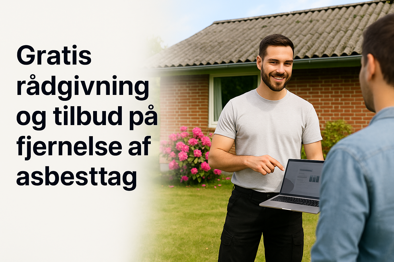 Kundekonsulent giver rådgivning om udskiftning af asbesttag